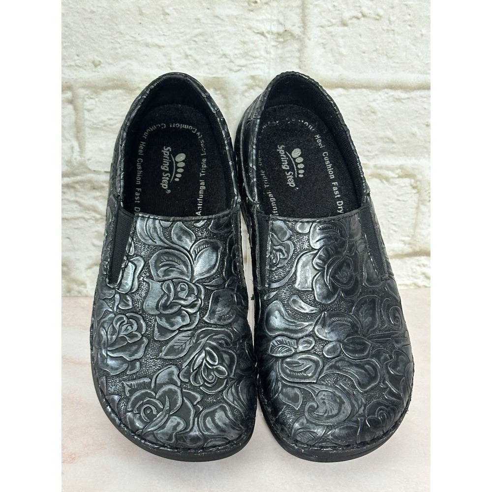 Spring‎ Step Professional Manila slip-on shoes in black embossed leather (6M)